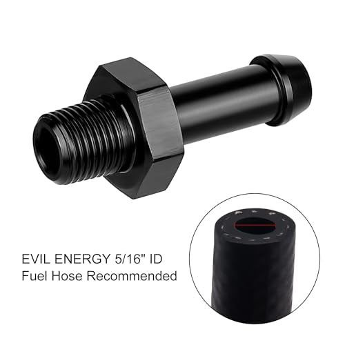 EVIL ENERGY 1/8" NPT Male to 5/16" Barb Fitting Adapter Straight Aluminum Black 2PCS - size: 1/8 NPT to 5/16 Barb