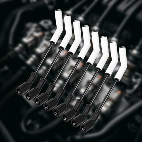 8pcs Ls Spark Plug Wire Set, 9070C Ceramic Spark Plug Wire with Extreme 9000 Ceramic Boot Compatible with LS Terminals LS3 LS4 LS7 LT Engines