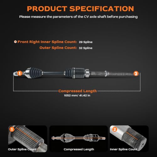 Front Right CV Axle Shaft 2013-2020 for Pathfinder V6 3.5L 4WD NCV53048