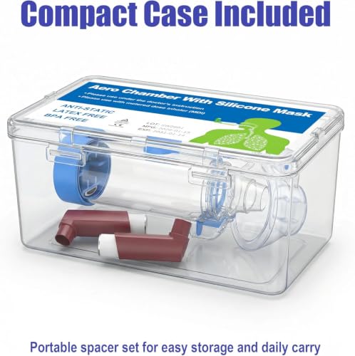 Inhaler Spacer for Kids with Inhaler Case, Blue - color: Blue, size: S