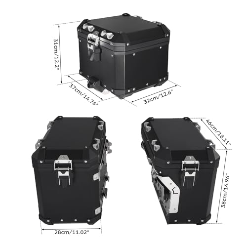 TCMT Trunk Top Box Saddlebags Side Case Fit For BMW R1200GS/R1200GS Adventure 2013-2018 R1250GS 19-24 F850GS/F850GS Adventure 17-22 F900GS 23-25 - color: Black, size: Saddleabg & Trunk Set