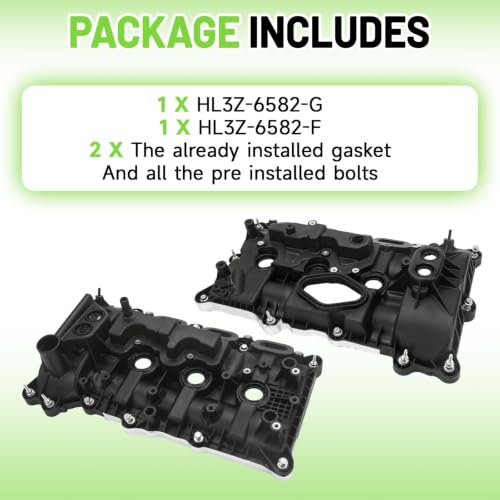 Upgrade Engine Valve Cover Kit with Gaskets And Bolts Compatible with Ford F-150 2017-2020, Expedition 2018-2022, Navigator 2018-2023 3.5L, Replace HL3Z6582F HL3Z6582G HL3Z6582E HL3Z6582B