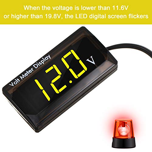 Frienda 2 Pack DC Digital Voltmeter 12V LED Voltage Gauge, Yellow Light - color: Yellow Light