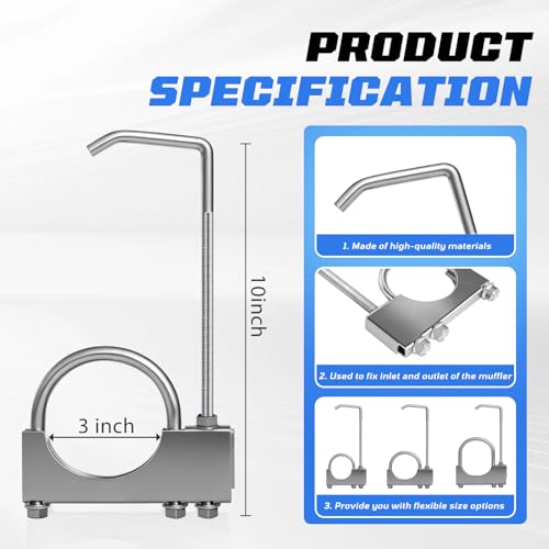 3" Universal Exhaust Clamp with Hanger, 2 PCS - size: 3 Inch
