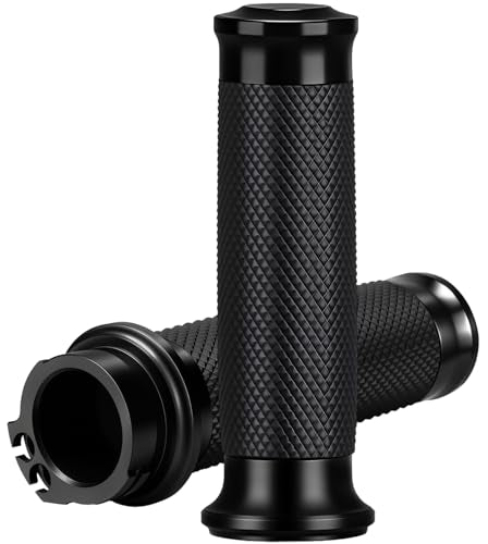 Motorcycle Black Hand Grips 1 Inch Handlebar Grips Universal Compatible for Harley Honda Kawasaki Suzuki Yamaha Bobber Chopper Cafe Racer