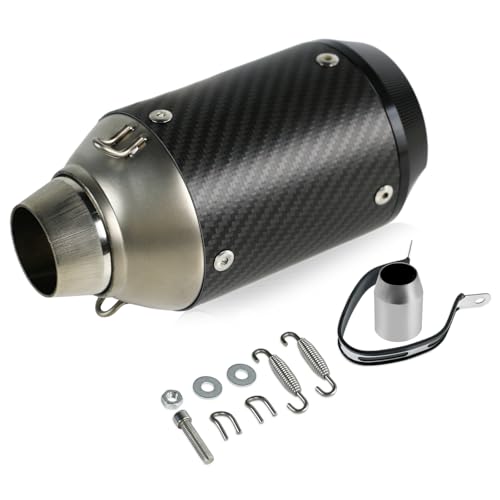 PACEWALKER Motorcycle Slip On Muffler, 2" Universal Carbon Fiber
