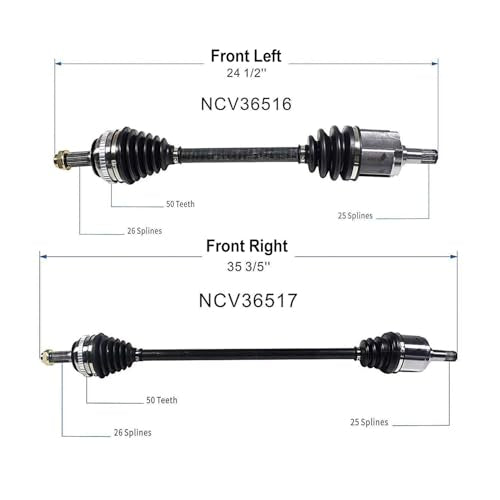CV Axle Front FWD 2pcs Premium Replacement for Honda Civic 1992-2000 CV Axles, for 1993-1997 Honda Civic Del Sol 1.6L L4 CV Axle Joint Shaft Assembly Left (Driver) Right(Passenger) Side - size: B2CV027-WR
