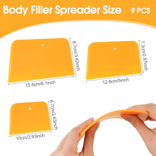 9 Pack Body Filler Spreader, Reusable Plastic Spreader for Applying Putty