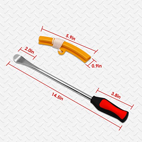 14.5" Tire Spoons Tool Set, Professional Tire Changing Kit for Dirt Bike, Motorcycle, Wheelchair, Lawn Mower, Tractor, 2X Tyre Spoons, 2X Rim Protectors, 1X Valve Tool, 6X Valve Cores - size: Lengthen