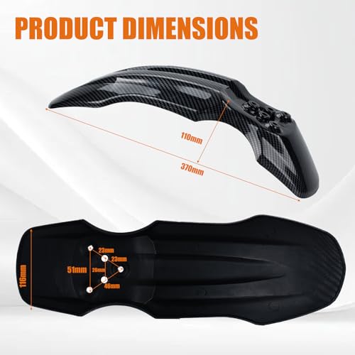 Dirt Bike Front Fender for Yozma IN10 Tuttio Soleil 01 MX350/500/650 SX500 KX110 XR70 Ridstar Q20 CRF50 Style with Mounting Bolts Ebike Dirt Pit Bike Wheel Mudguard (Carbon Fiber Style) - color: Carbon Fiber Style