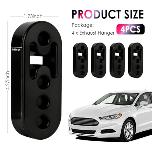 4PCS 4 Hole Rubber Exhaust Hangers,12mm/0.47" Car Muffler Hanger for Vibration and Noise Damping,Adjustable & Universal Exhaust Hanger for Exhausts System Car Accessories