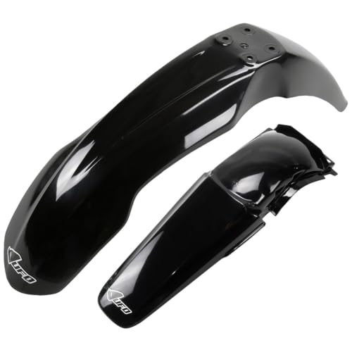 UFO PLAST Front/Rear Fender Kit - Replacement Dirt Bike Front and Rear Mud Guard - Compatible with Honda CR125R/CR250R 2004-2007 (Black) - color: Black