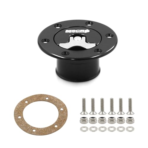 Billet Aluminum 35.5mm Fuel Cell Gas Cap Fuel Surge Tank Cap with 6 Hole Non-vented (Black) - color: Black