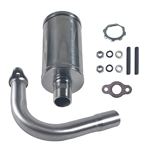 New upgradation Exhaust Muffler Pipe and gasket nut kit for 2 stroke 49cc 60cc 66cc 80cc Engines Gas Motorized Bicycle Motor Bikes Silver - size: Exhaust Muffler Pipe kit Silver