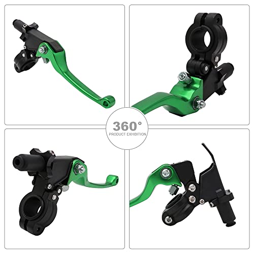 JFG RACING Motorcycle Brake Clutch Lever 7/8'' 22mm Folding Levers Aluminum Alloy Universal for CRF50 KLX SSR TTR 110 125 150 200 250cc Dirt Pit Bike ATV Mini Bike Green - color: Green