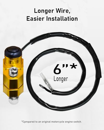 Belinous Motorcycle Engine Kill Switch, Universal Stop Start Switch, Gold - color: Gold