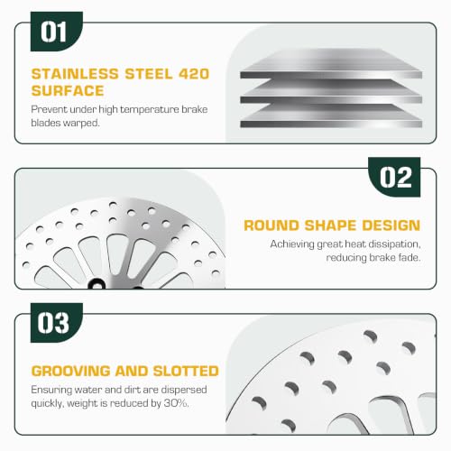 Youxmoto 11.8" Rear Brake Rotor for Harley Davidson Touring, for Road King Electra Glide Standard/Classic Tri Glide Ultra Classic Street Glide Road Glide with Bolts Set Brake Rotor 08-22, Polished - size: 1*11.8'' Rear Rotor+1*Bolt