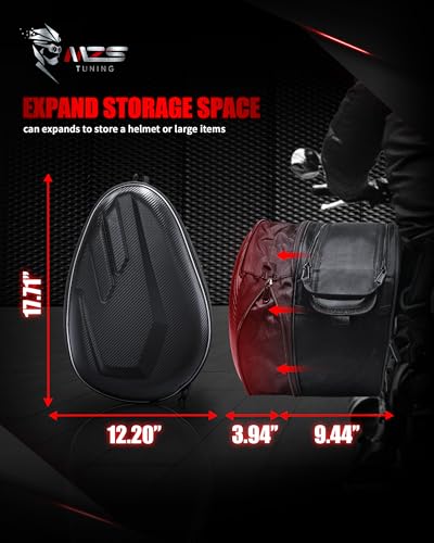 MZS Motorcycle Saddle Bags, 33-47L Extendable Large Capacity Storage - size: 47L