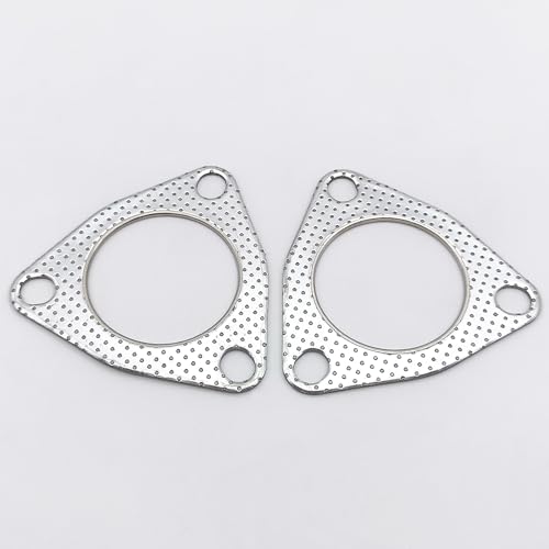 2.5 Inch Exhaust Gasket 3-Bolt Flange 63.2mm Graphite w/Fire Ring 2 Pcs - size: 2.5 in