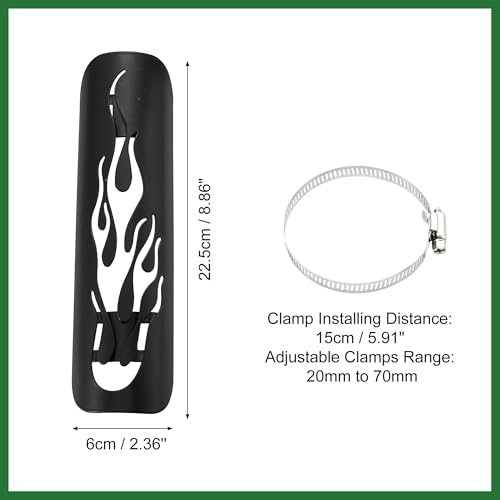 Motoforti Motorcycle Exhaust Heat Shield Pipe Guard for Harley Flame Black