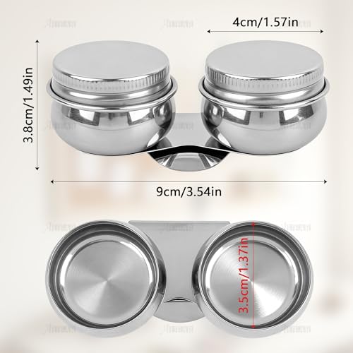 AUEAR, 2 Pack Stainless Steel Oil Painting Double Palette Cup with Screw Lid Dipper Clip for Watercolor Gouache