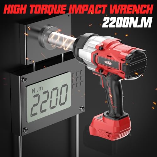 Cordless Impact Wrench 1/2" Compatible with Milwaukee 18V Battery, 1600Ft-lbs(2200N.m) High Torque Impact Gun Heavy Duty, Brushless Electric Power Impact Driver with 4 Speed Modes & LED Work Light - size: 1/2" 2200NM Compatible with Milwaukee