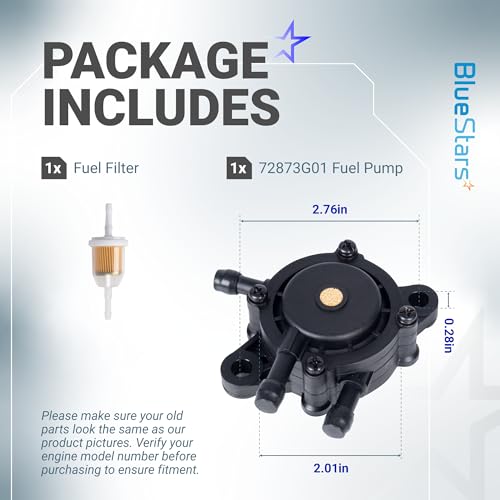 BlueStars 72873G01 Fuel Pump - Fits EZGO Gas Golf Cart 295cc 350cc Robin