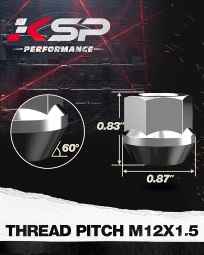 KSP M12x1.5 Zinc Open Lug Nuts, 20 Pcs M12x1.5 Aftermarket Wheel Lug Nuts - color: Chrome, size: M12X1.5-Hex 19mm
