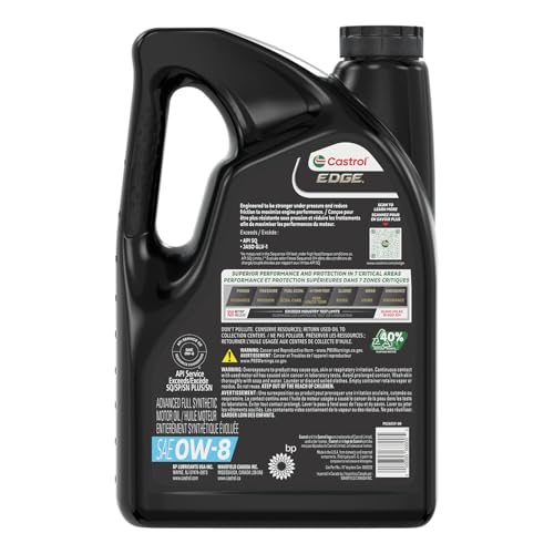 Castrol Edge Advanced Full Synthetic 0W-8 Motor Oil, 5 Quarts (Pack of 2) - size: 128 fluid ounces (Pack of 2)