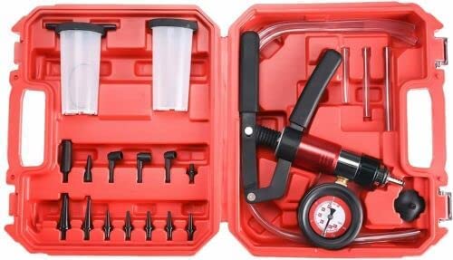 8MILELAKE 21pcs Handheld Vacuum Pump Set Tester Compatible for Automotive with Adapters Brake Bleeder Test Kit