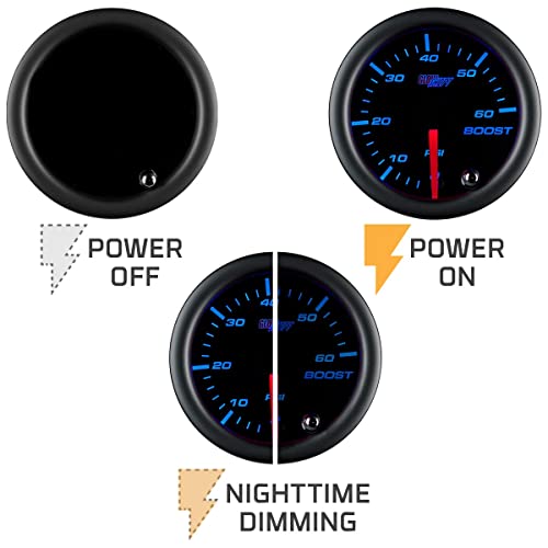 GlowShift Tinted 7 Color 3-Gauge Diesel Truck Set, 2-1/16" 52mm