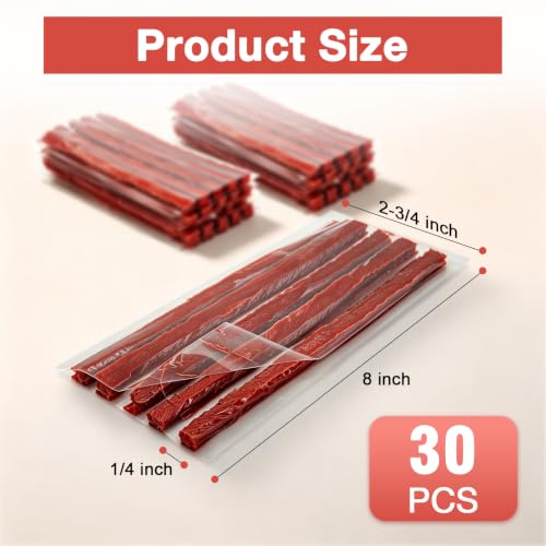 Sixzoo 30 PCS Tire Plugs Heavy Duty, 8" x 0.24" Tire Repair Plugs (Brown) - color: brown, size: 8"