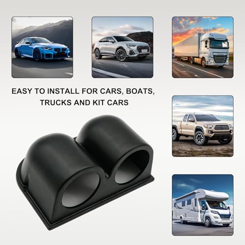 Car 2" 52mm Dual Hole Dash Gauge Pod Holder, ABS Plastic Dual Gauge Console Dashboard Pod Mount, Universal Housing Pod Meter Cup Gauge to Vehicle's Dash, Car Accessories - color: Dual Hole