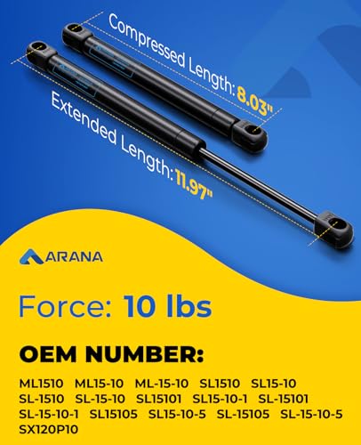 ARANA 12 inch 10lb Gas Struts for RV Cabinet Door, 2Pcs - size: 12IN 10LB