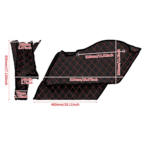 5 inch Stretched Saddlebag Liners Inserts Fit for Harley Touring 2014-2024 - color: Red Stitching, style: For 5 Inch Stretched Hard Saddlebags