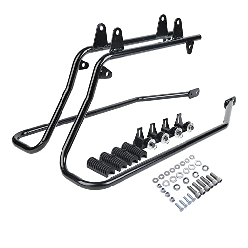 TCMT Unpainted Extended Saddlebags & Conversion Bracket Fit For Harley Softail Heritage Deluxe Models 1984-2017 (except for Deuce Model Softail Slim models) - color: Black Conversion Brackets, size: Style B Unpainted Black