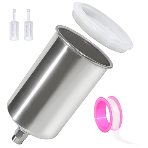 Gravity Feed Spray Gun Cup, 1000ml Polished Aluminum Paint Cup