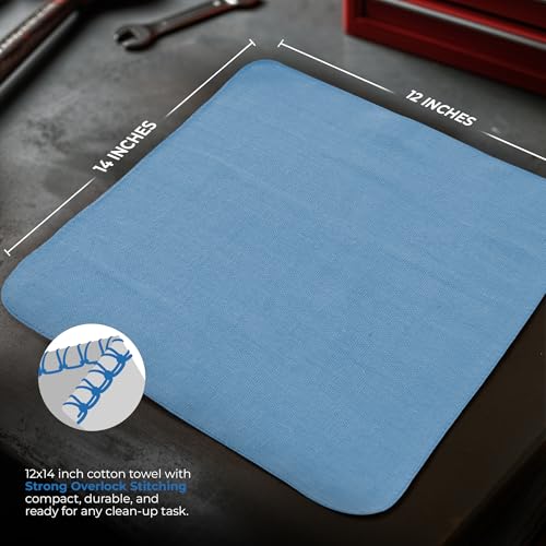 Utopia Cotton Shop Towels, 100 Pack, 12x14 Cleaning Rags, Blue - color: Blue