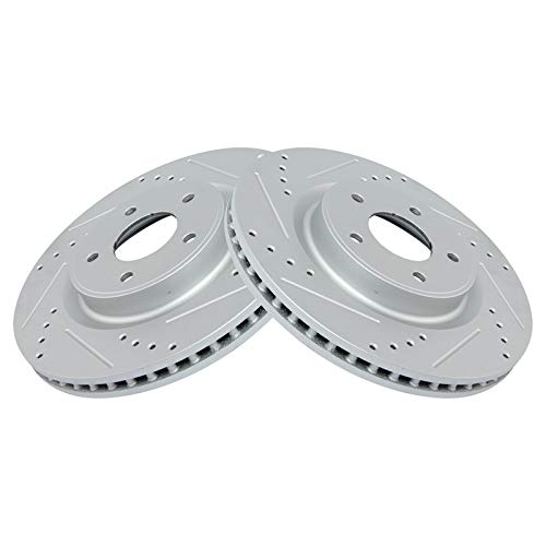 TRQ Performance Front Brake Rotor Set Coated Drilled Slotted - style: BRA74923