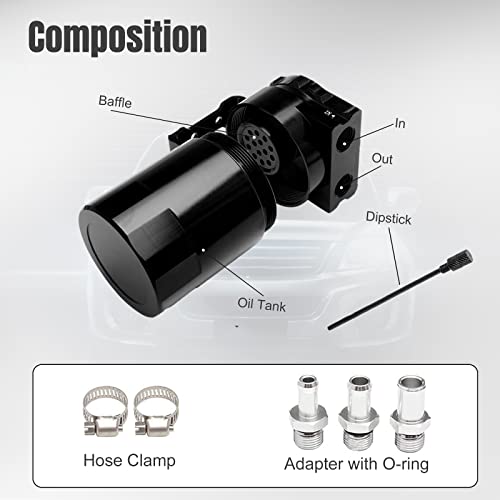 Thick Shell Baffled Oil Catch Can Coolant Fuel Catch Can Reservoir Kit - Black - color: Black
