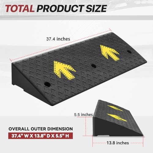 5.5" Rise Rubber Curb Ramp for Forklift, Driveway Sidewalk, Heavy Duty Car - size: 5.5" Rise Arrow
