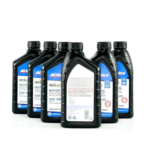 ACDelco 10-9322 19432331 dexos1 GEN 3 Full Synthetic 0W-20 Motor Oil - For 5.3L L82/L84 & 6.2L L87 | Case of 6 Quarts