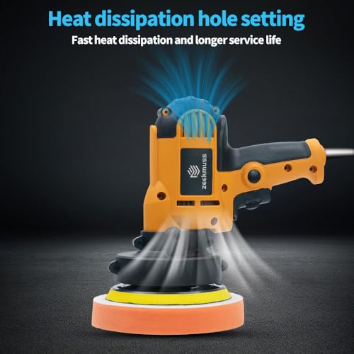 Car Buffer Polisher, 1000-4500RPM Variable Speed, with Polishing Discs Set for Auto Detailing and Waxing