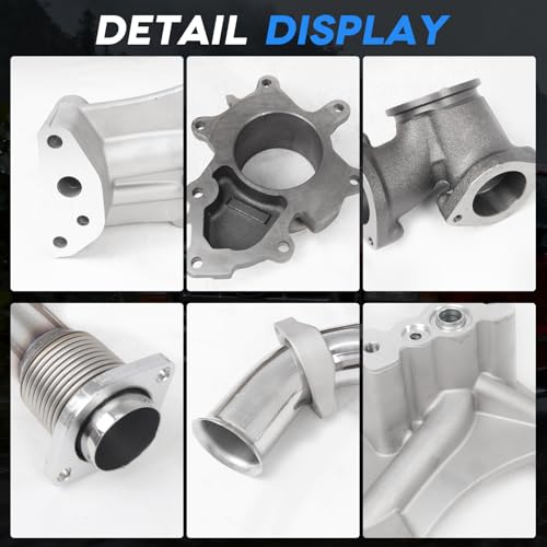 Bellowed Up Pipe Kit with NON-EBP Turbo Pedestal & Exhaust Housing For 1999.5-2003 Ford F250 F350 F450 F550 7.3L 1999.5-2003 Powerstroke Diesel Replace OE# F4TZ6K854C F81Z6K854EA F81Z6K854FA
