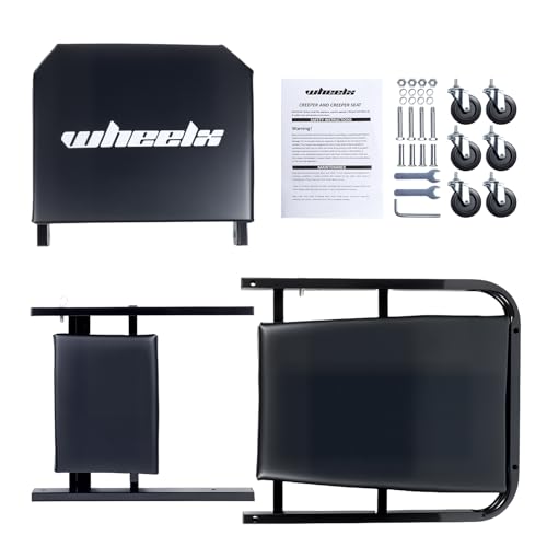 Mechanic Creeper 40inches 3-in-1 Z Seat 480lbs Capacity, Foldable Garage Chair Adjustable Rolling Black with 6pcs Wheels Roller, Lay Down Sit Lean Back, Under Car Shop Auto Repair, Man Gift - color: Black