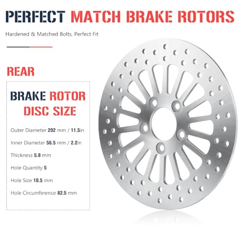 11.5" Front and Rear Brake Rotor for Harley Davidson Touring Sportster Dyna Softail, for Road King Glide/Electra Glide/Night Train/Fat Boy/Softail Standard/Softail Deluxe/Dyna Wide Glide 00-07, 3PCS - size: 2*11.5'' Front Rotor+1*11.5'' Rear Rotor