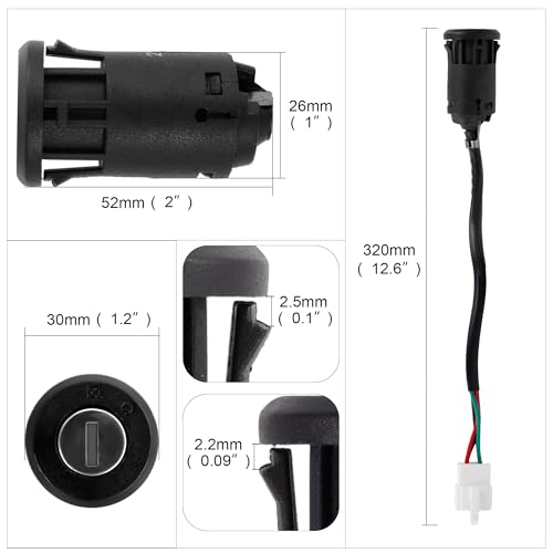 RUTU 4 Wire Ignition Switch Key Set with Cap for 90cc 110cc 125cc TaoTao