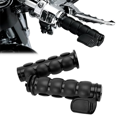 DREAMIZER 25.4MM Motorcycle Handlebar Grips 1 inch Compatible with Honda Shadow Spirit 750 Valkyrie Fury VTX1300 VTX1800 VT400 VT750 VT1100 - Smooth - style: 큰 스로틀이 있는 플랫 블랙