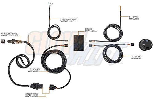 GlowShift White 7 Color Digital Wideband Air Fuel Gauge Kit, 2-1/16" 52mm