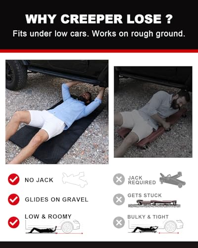 ENTJ Rolling Mechanic Creeper Mat for Low Profile Cars with Storage Bag - color: Black